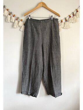 Willow 100% Linen Elastic Waist Pull On Straight Leg Pant Coastal Lagenlook L